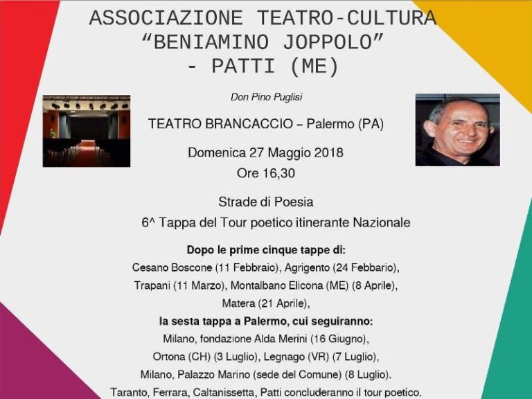 Patti, sesta tappa del tour di poesia al teatro “Brancaccio” di Palermo