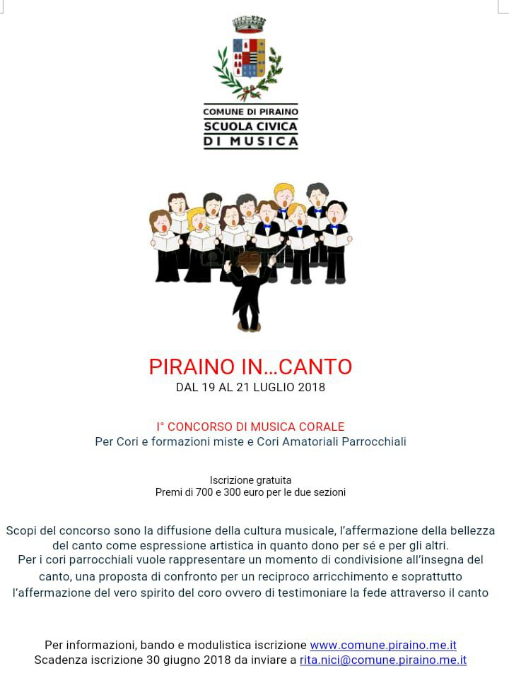 Piraino, concorso di musica corale