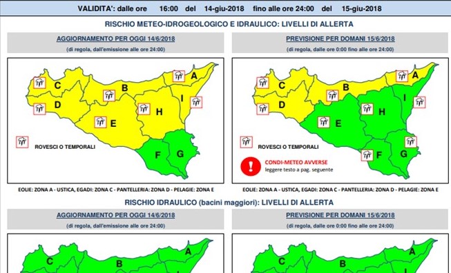 Rischio di piogge molto intense per la giornata di domani