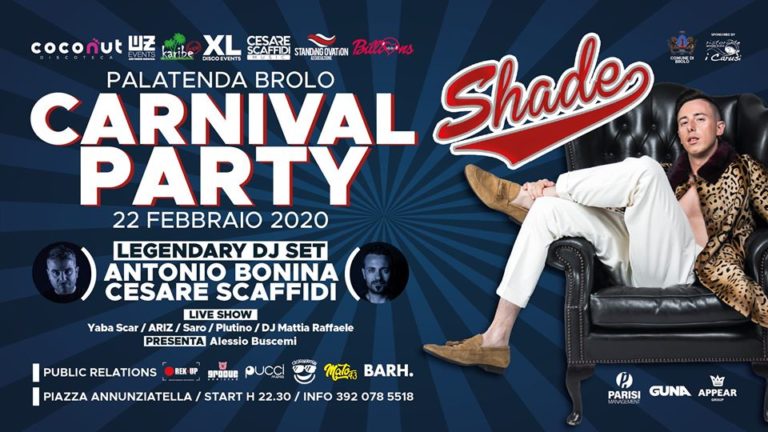 Brolo, Shade ospite d’onore al “Carnival Party” del Palatenda