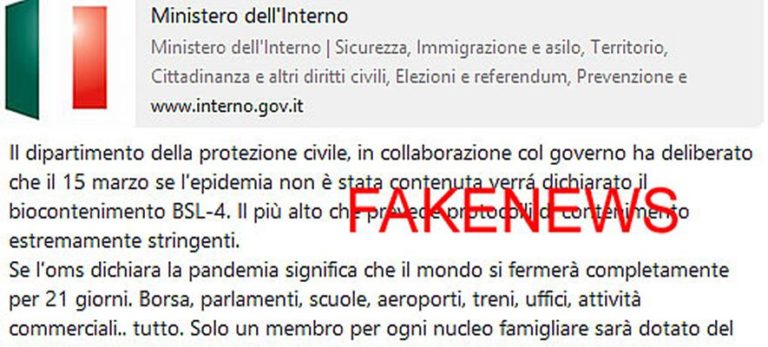 Coronavirus, attenzione alle Fake News in rete