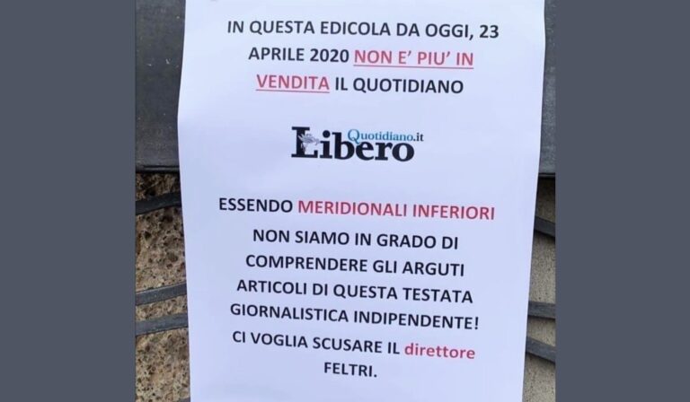 Edicola di Sinagra si rifiuta di vendere “Libero” dopo le dichiarazioni di Feltri