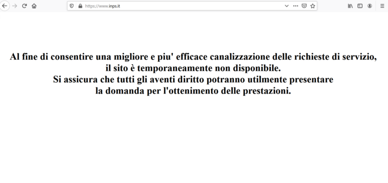 Caos per il bonus di 600 euro: chiude il sito dell’Inps. Portale hackerato