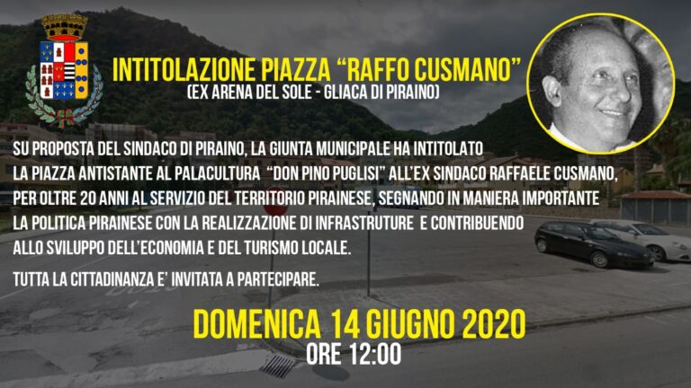 Gliaca di Piraino – Domenica l’intitolazione della piazza ex Arena del Sole a Raffo Cusmano