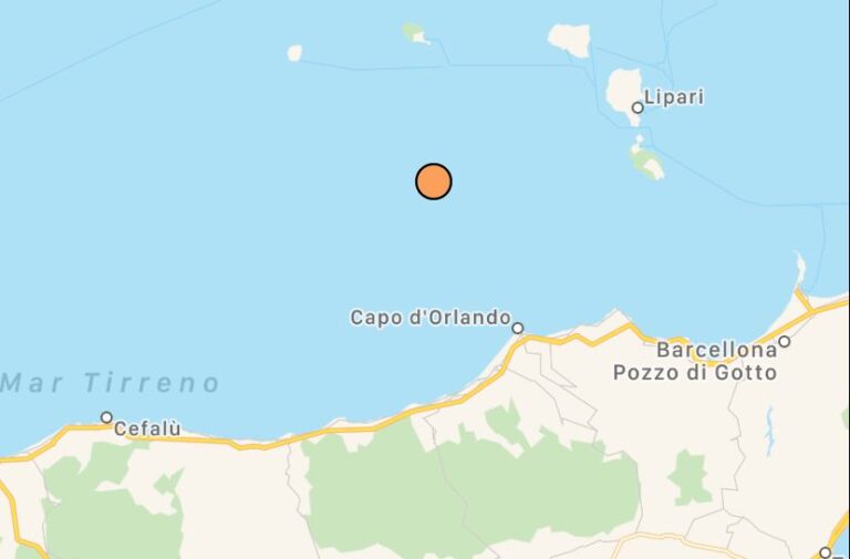 Scossa di terremoto di magnitudo 3.0 tra le Eolie e la costa tirrenica