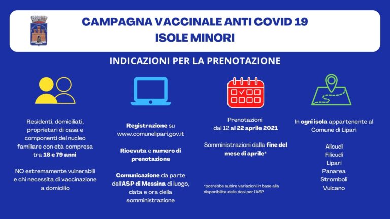 Le Eolie puntano a diventare Covid Free prima dell’estate, via alla campagna vaccinale per le isole minori