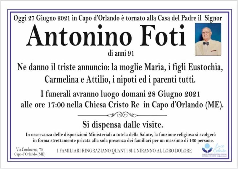 Capo d’Orlando piange la scomparsa del maestro pasticciere Antonino Foti