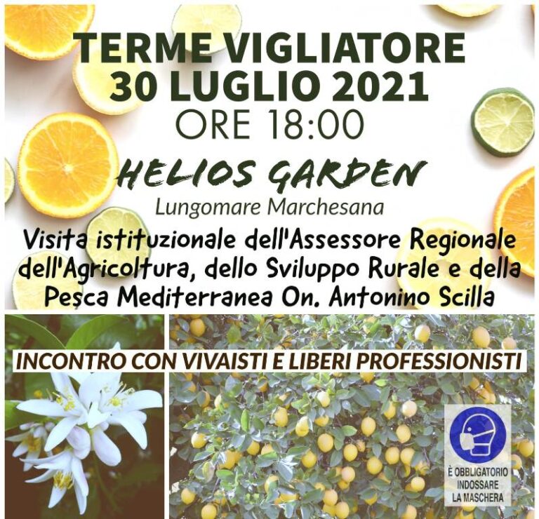 Terme Vigliatore: l’assessore regionale Antonino Scilla incontrerà vivaisti e liberi professionisti.