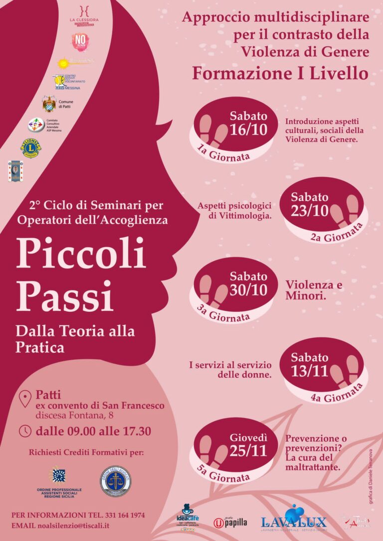 Contrasto alla violenza di genere, seminario a Patti dal prossimo 16 ottobre