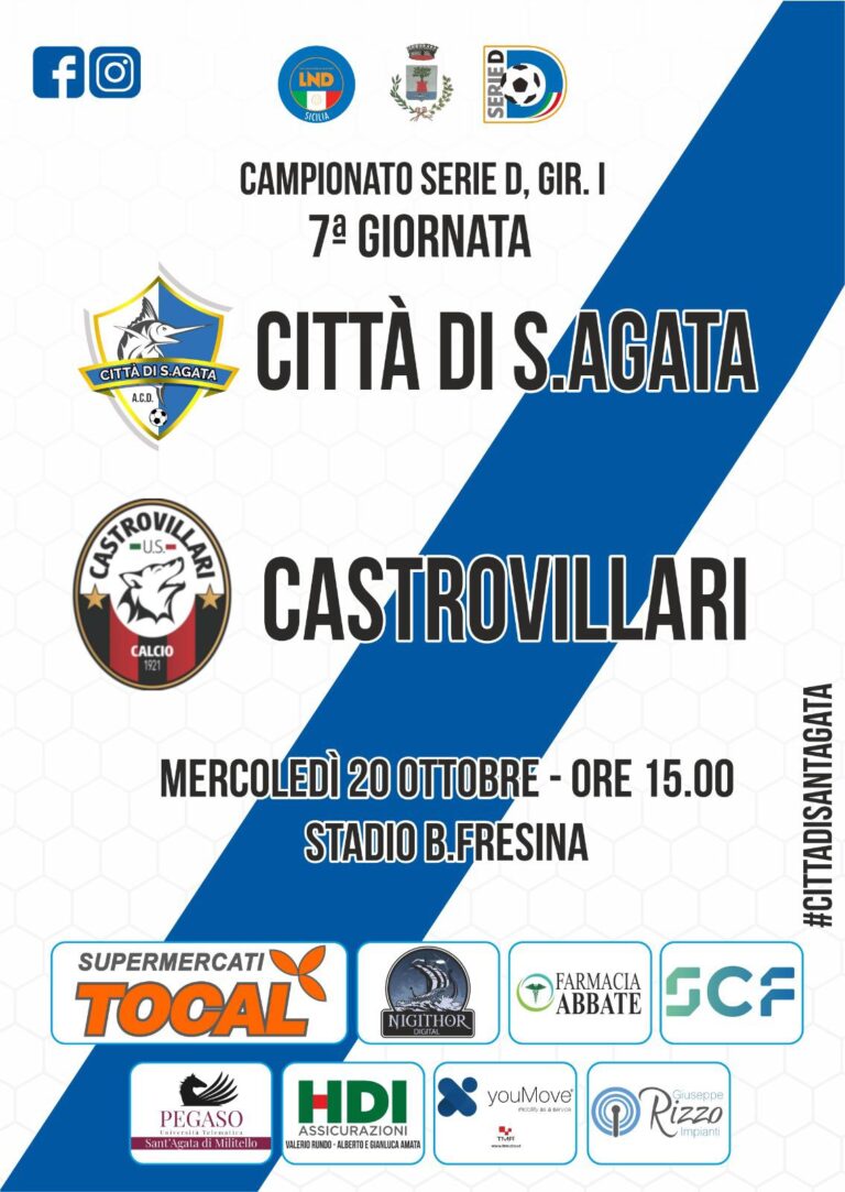 Domani torna in campo il Città di Sant’Agata, al Fresina arriva il Castrovillari