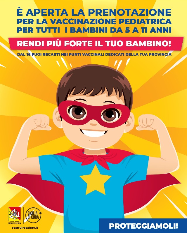 Dal 16 dicembre somministrazioni del vaccino anticovid  per i bambini 5/11 anni in Sicilia