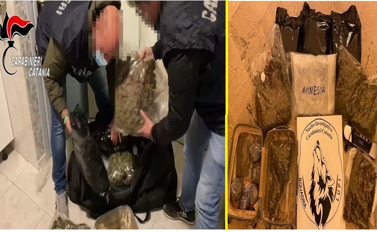 Sorpresa in casa con 8,5 kg di marijuana, sufficiente per 45mila dosi. Arrestata 36enne catanese