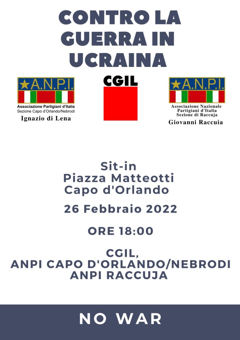 Capo d’Orlando – Alle 18 in Piazza Matteotti sit-in contro la guerra in Ucraina