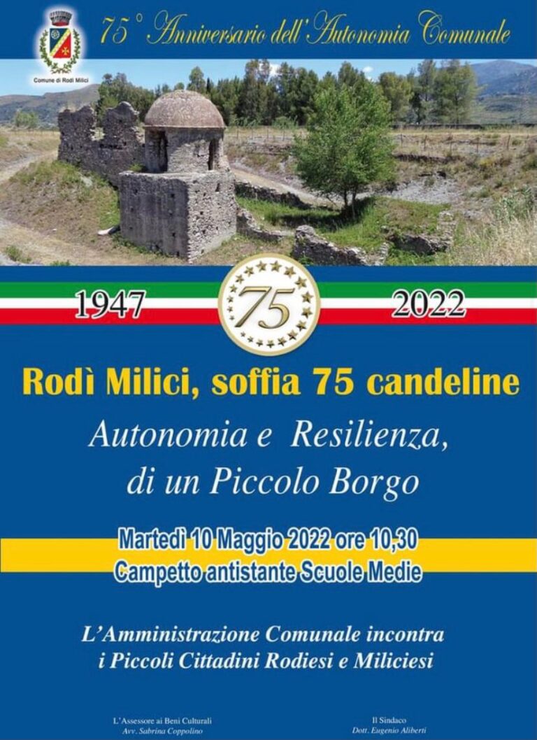 Rodì Milici festeggia il 75° anniversario dell’Autonomia comunale