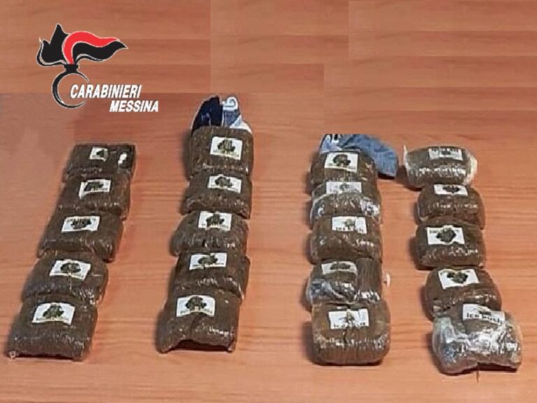 Messina, alla vista del posto di controllo lanciano droga dal finestrino. Arrestati due messinesi e sequestrati 2 Kg di hashish