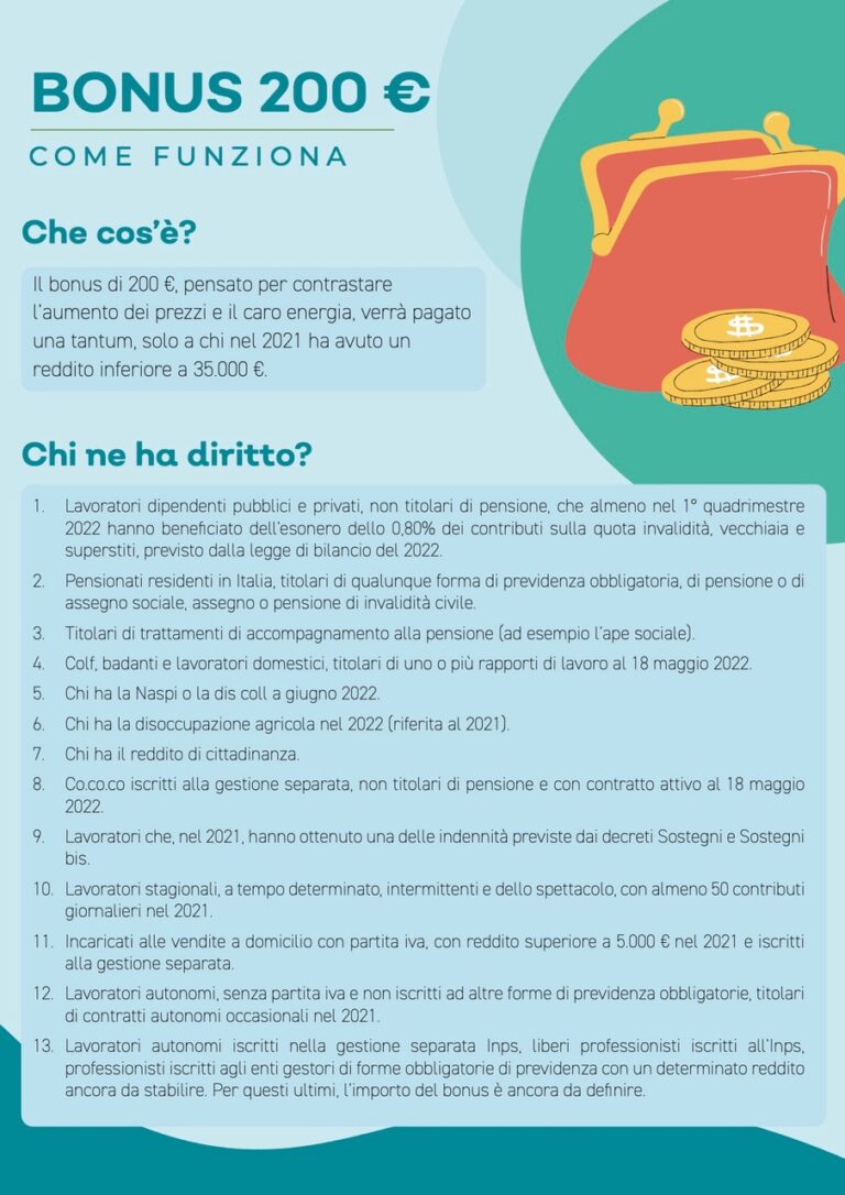 Bonus di 200€, l’assistenza di Inas-Cisl per i lavoratori domestici