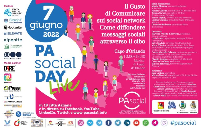 Capo d’Orlando – Evento del PA Social Day al Porto il 7 giugno: “Il gusto di comunicare”