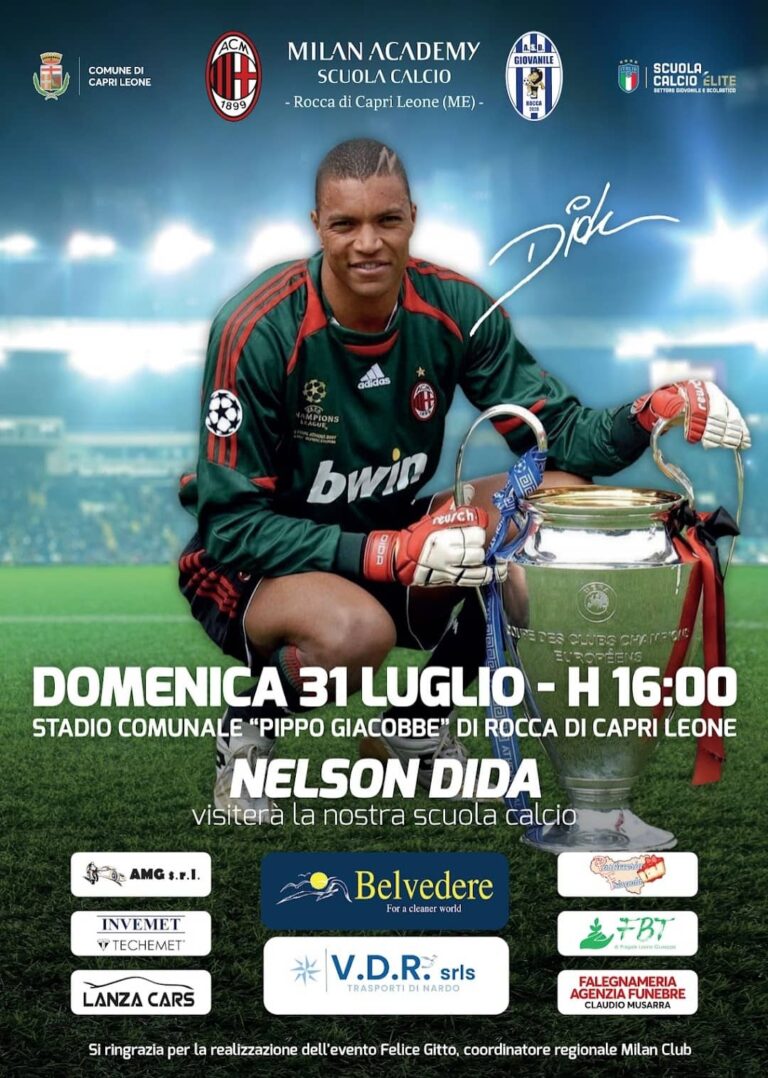 Nelson Dida a Capri Leone in visita alla Milan Academy. Appuntamento domenica 31 alle 16.00