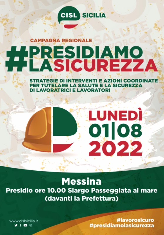 Messina: via alla campagna regionale sulla sicurezza sul lavoro promossa dalla Cisl