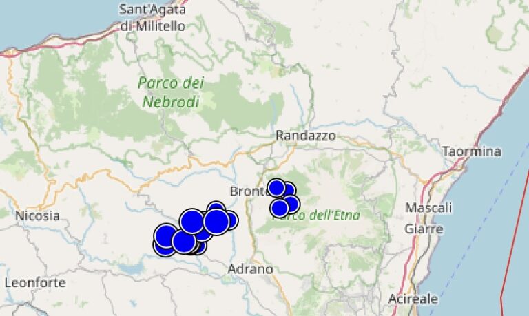 Sciame sismico tra Bronte e Troina, quasi 30 scosse di terremoto. La più forte magnitudo 3.5