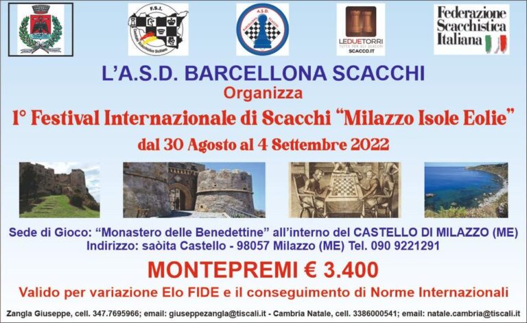 1° Festival Internazionale di Scacchi “Milazzo Isole Eolie”