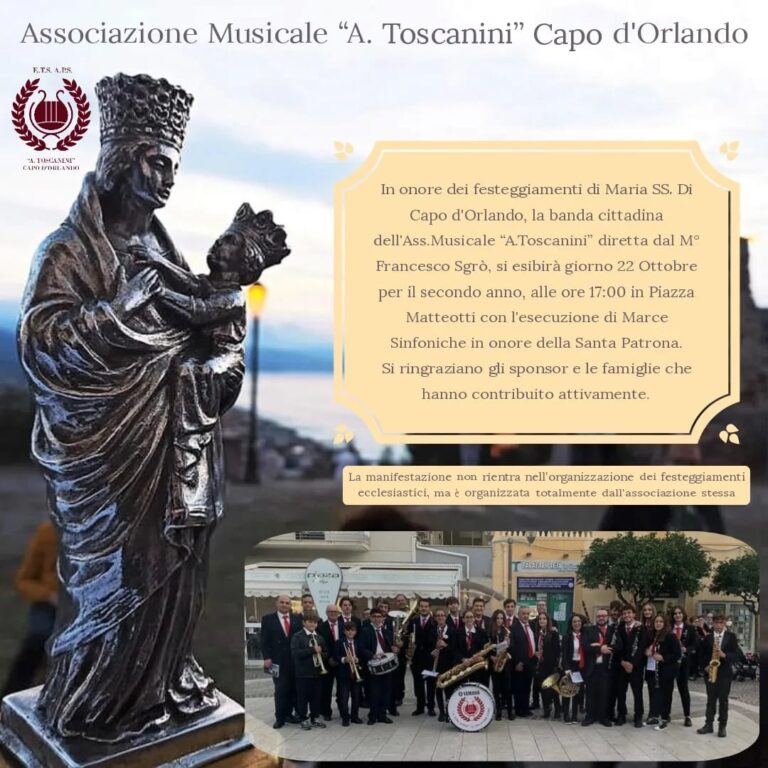 Capo d’Orlando – L’esibizione della Banda “Toscanini” in occasione della Festa di Maria SS