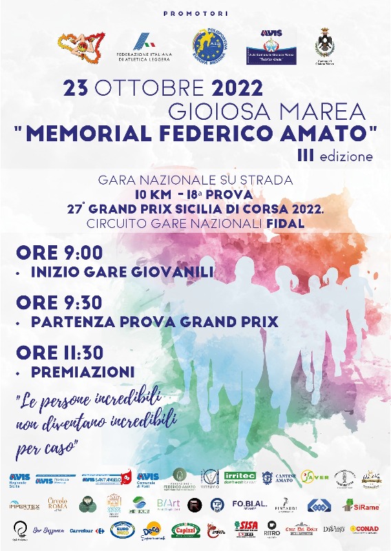 Gioiosa Marea: il 23 ottobre la terza edizione del “Memorial Federico Amato”