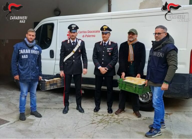 I Carabinieri di Palermo donano alla Caritas 160kg di alimenti sequestrati