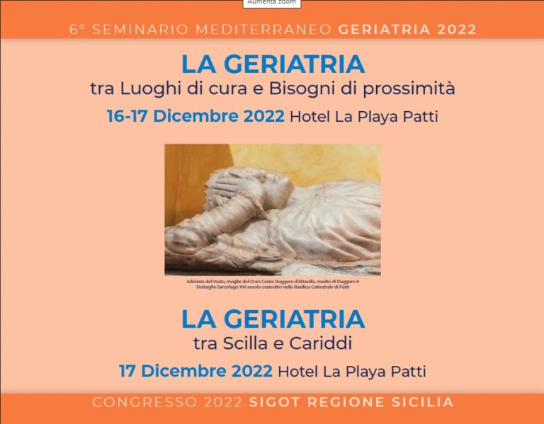 Patti: dal 16 al 17 dicembre il Seminario Mediterraneo Geriatria 2022