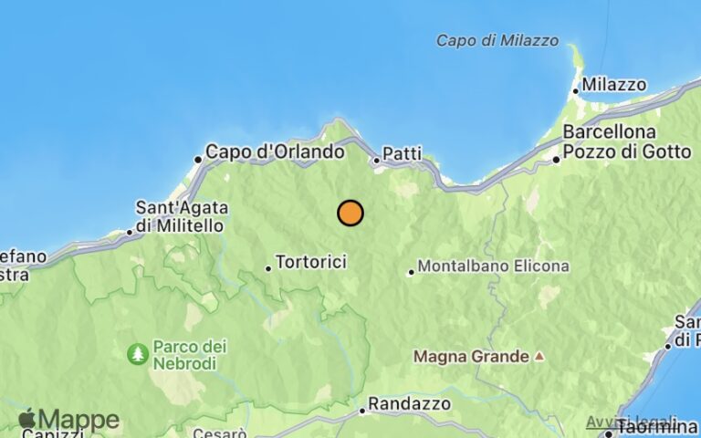 Due scosse di terremoto nel messinese questa mattina. Una a Librizzi e l’altra a Raccuja