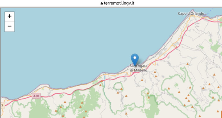 Lieve scossa di terremoto di magnitudo 2.4 a Sant’Agata Militello