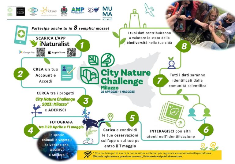 Milazzo – Dal 28 aprile al 1° maggio al via la terza edizione della City Nature Challenge