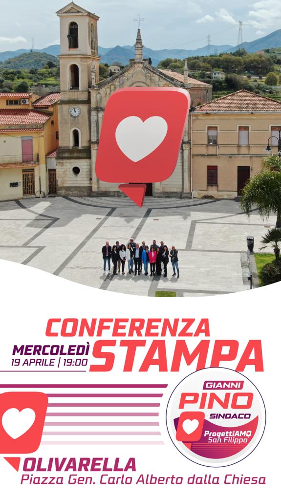 San Filippo del Mela: Stasera conferenza stampa di presentazione della lista “Gianni Pino, progettiamo San Filippo”