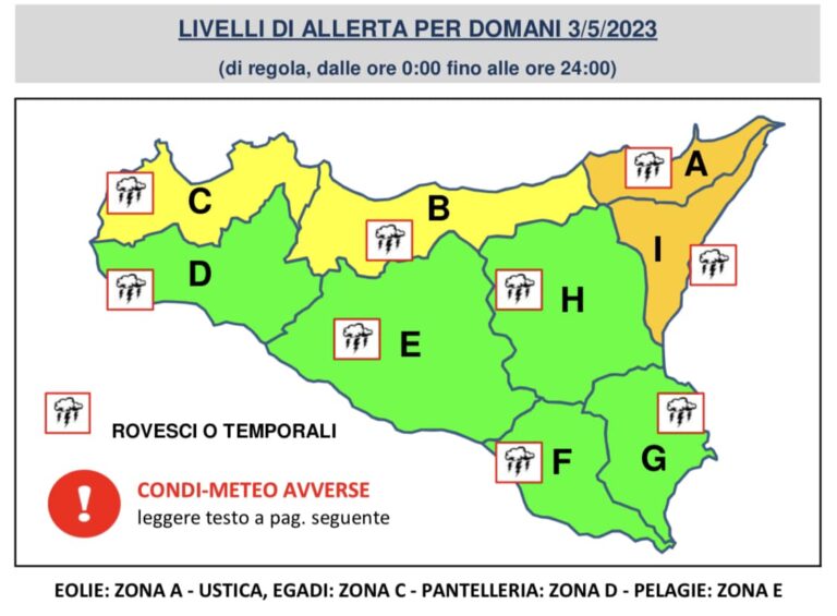 Allerta arancione nel messinese per mercoledì 3 maggio, il bollettino della Protezione Civile