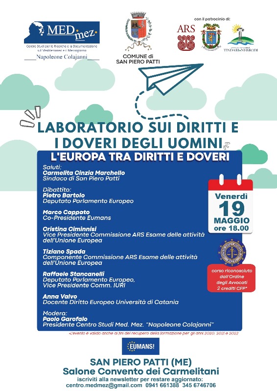 San Piero Patti: “l’Europa tra diritti e doveri”, 4° appuntamento del Laboratorio sui Diritti e i Doveri