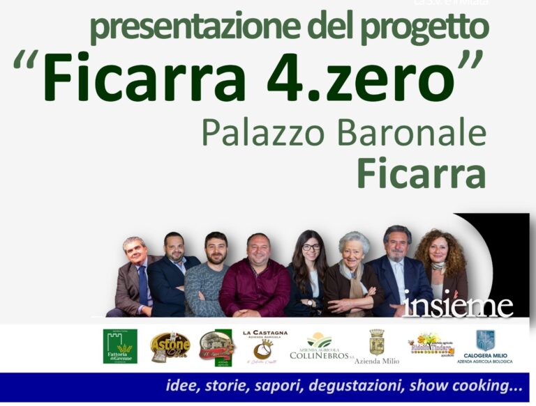 Venerdì 19 maggio al Palazzo Baronale, la presentazione di Ficarra 4.0. Storia, prodotti e qualità