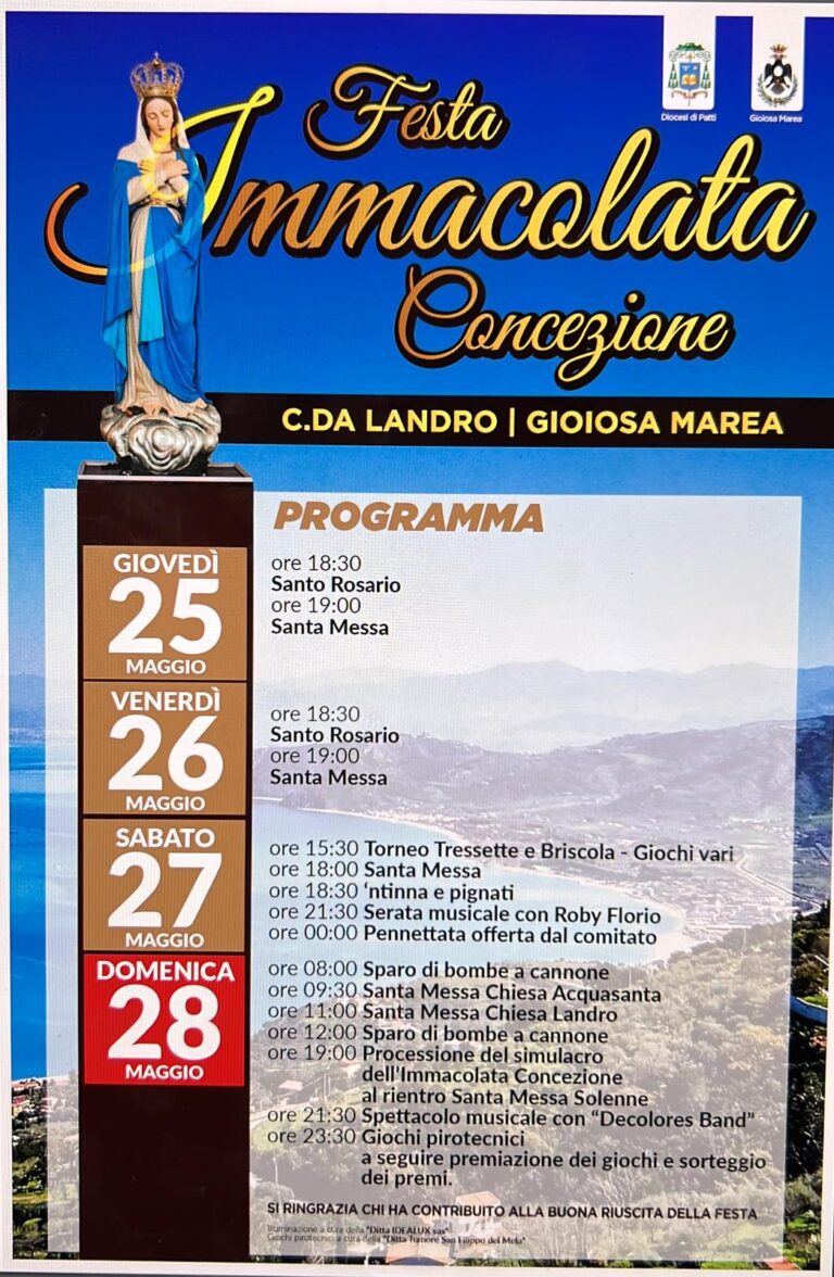 Gioiosa Marea: la festa dell’Immacolata Concezione in contrada Landro