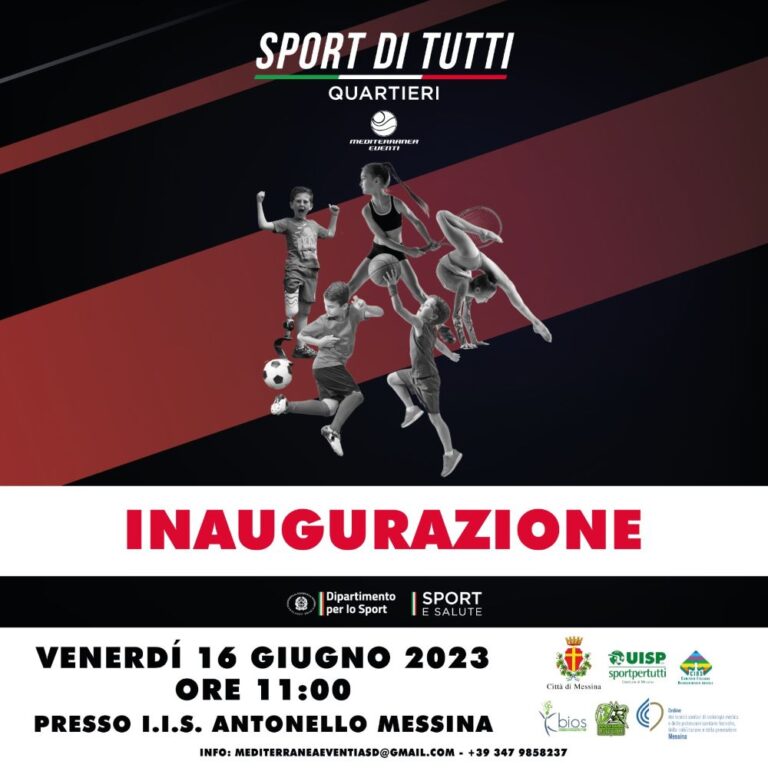 Messina: “Sport di Tutti – Quartieri” venerdì 16 giugno