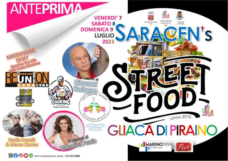 Saracen’s Street Food a Gliaca di Piraino dal 7 al 9 luglio