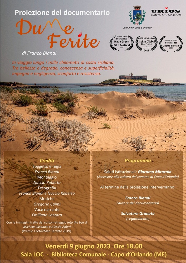 Capo d’Orando, il 9 giugno proiezione del documentario “Dune ferite” di Franco Blandi al Loc