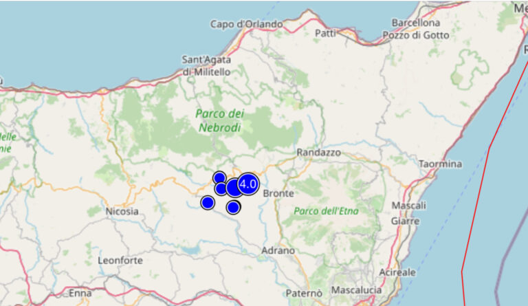 Cesaró, terremoto di magnitudo 4 all’alba di oggi. In atto sciame sismico