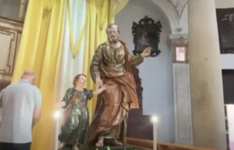 Milazzo: Restituita ai fedeli il gruppo scultoreo ligneo raffigurante San Giuseppe col Bambino