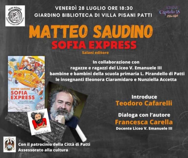 Patti: incontro con il filosofo Matteo Saudino