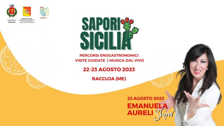 Sapori di Sicilia a Raccuja, il 22 e 23 agosto. Cibo, musica e divertimento con lo show di Emanuele Aureli