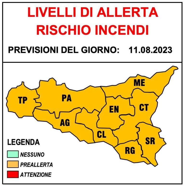 Protezione civile regionale, domani allerta incendi arancione in tutta l’Isola