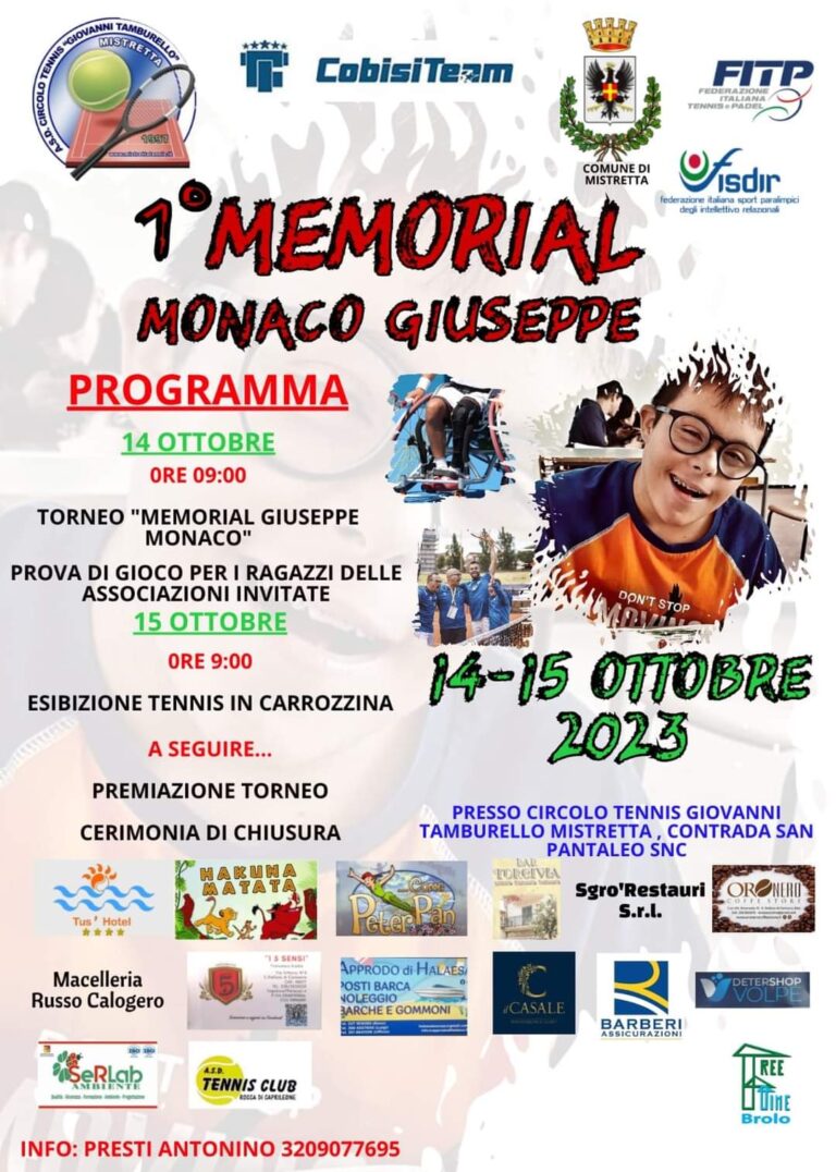 Mistretta, il 14 e 15 ottobre I° “Memorial Giuseppe Monaco ” dedicato allo sport inclusivo