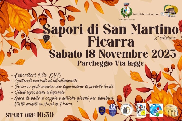 Ficarra – Sabato sarà “Sapori di San Martino”, tra tradizione e divertimento