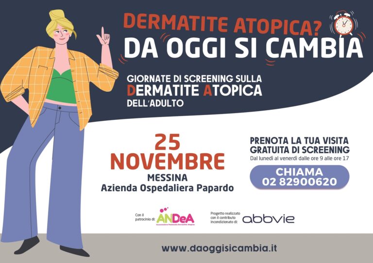 Dermatite atopica e psoriasi, a Messina il 25 e il 28 novembre visite gratuite su prenotazione