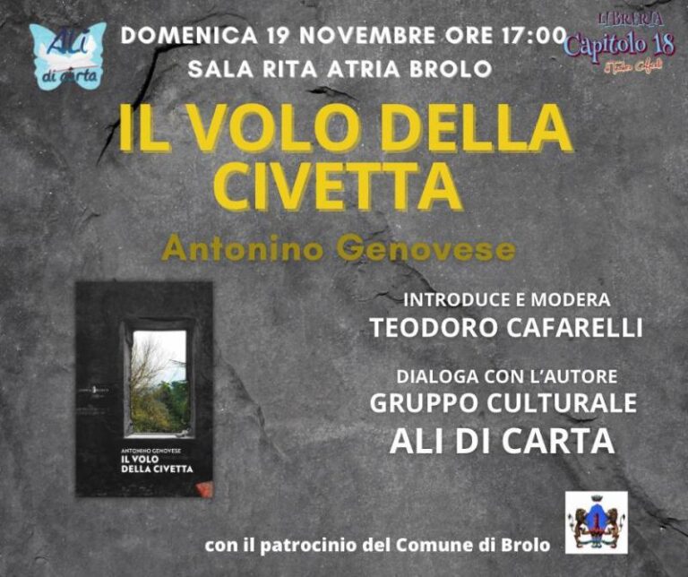 Brolo: l’ultimo romanzo di Antonino Genovese: “Il Volo della Civetta”