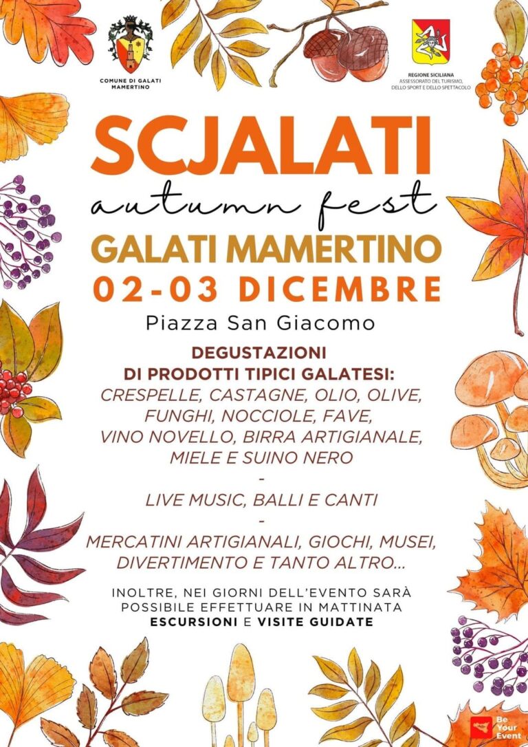 Galati Mamertino, rinviato al 2 e 3 dicembre l’evento “Scjalati Autumn Fest”